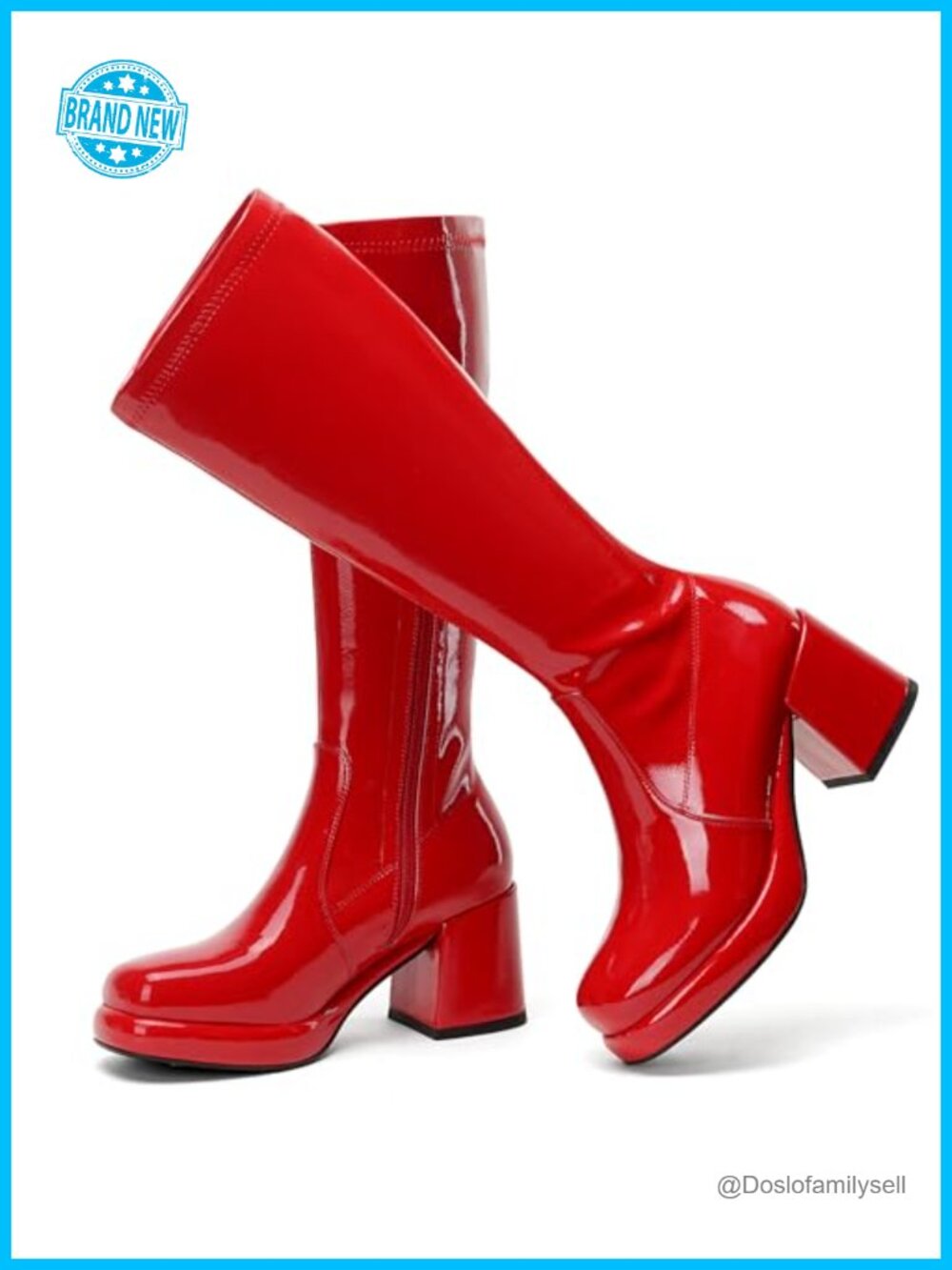 Platform Knee High Boots Chunky Heel Tall Suede Dress Boots Side Zipper Stretch